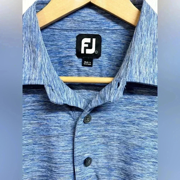 FootJoy Heathered Blue Men’s Polo Golf Shirt Size Large - Picture 4 of 6